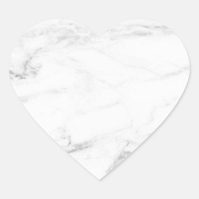 Adesivo Coração Modelo Personalizado de Vazio Marble Branco Elegan (Frente)