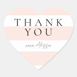 Adesivo Coração Moderno Elegante Faixas de Pêssego e Branco 