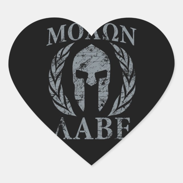 Adesivo Coração Molon Labe Grunge Spartan Armor (Frente)