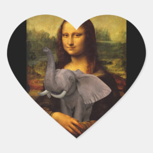 Adesivo Coração Mona Lisa Com Elefante