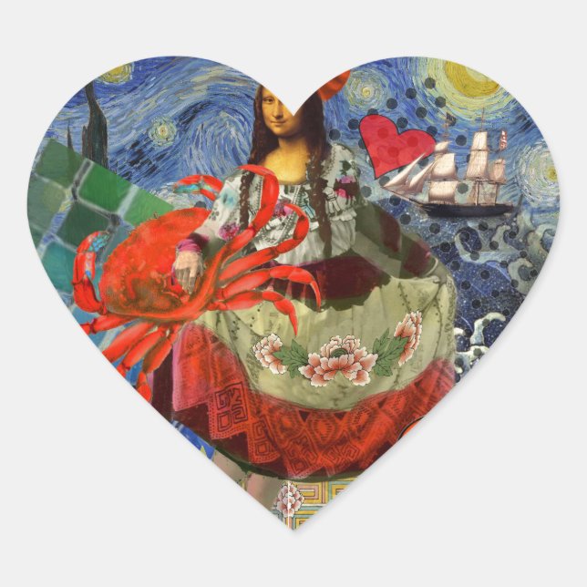 Adesivo Coração Mona Lisa Diversão Zodiac Whimsical (Frente)