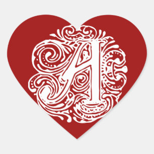 Adesivo Coração Monarquia - Letra branca "A"