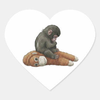 Adesivo Coração Monkey Punch, Baby Monkey Orangutan Hug