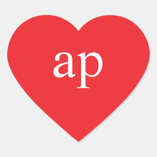 Adesivo Coração MONOGRAMA CORAÇÃO   Rótulo do Coração Vermelho Ini