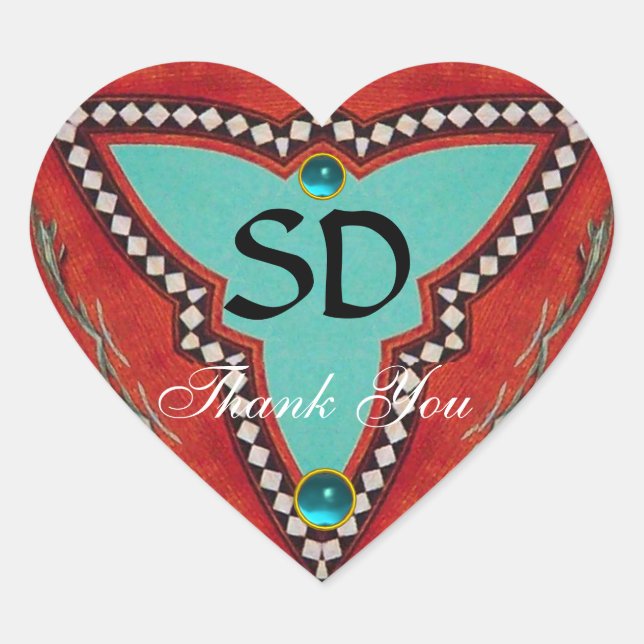 ADESIVO CORAÇÃO MONOGRAMA DE TRIÂNGULO GEOMÉTRICO DE ABSTRATO AZUL (Frente)