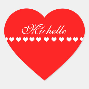 Adesivo Coração Monograma Elegante Coração Branco Vermelho