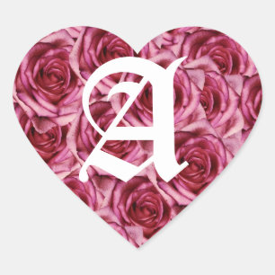 Adesivo Coração Monograma - Letra A Cola de Rosas Rosa
