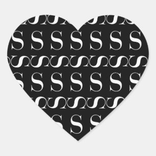Adesivo Coração Monograma - Letra Inicial S