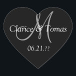 Adesivo Coração Monograma Personalizado de Corações de Casamento<br><div class="desc">Monograma Personalizado de Corações de Casamento</div>