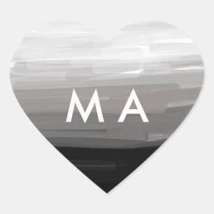 Adesivo Coração Monograma simples adicione a letra do seu nome hom