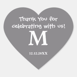 Adesivo Coração Monograma Sticker:Cinza de aço