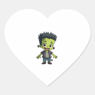 Adesivo Coração Monstro de Frankenstein - Cartoon de Halloween bon