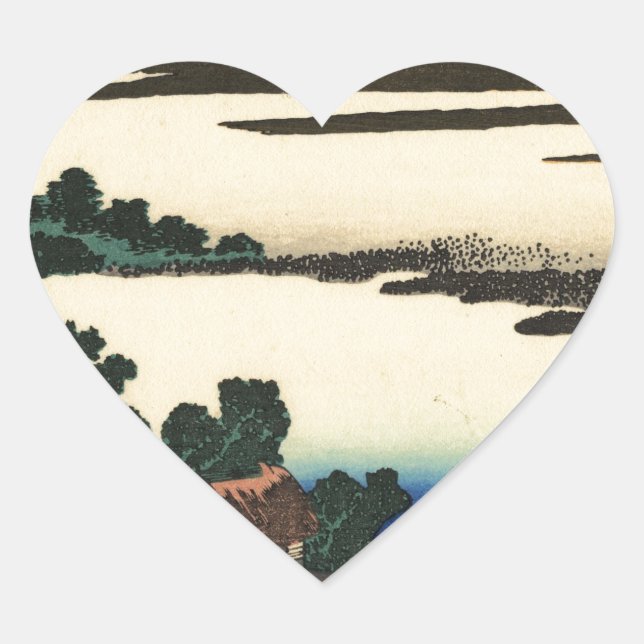 Adesivo Coração Monte Fuji Japão Sunset (Frente)