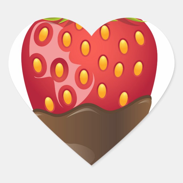 Adesivo Coração Morango com chocolate (Frente)
