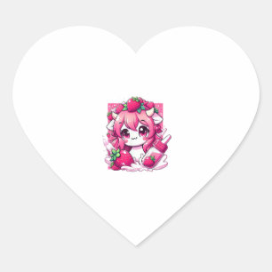 Adesivo Coração Morango Vaca Kawaii Anime Morango Leite _1
