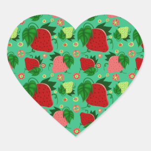Adesivo Coração Morangos Vermelhos Vermelhos
