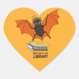 Adesivo Coração Morcego Leitor | Bibliotecário Caprichoso com Livr