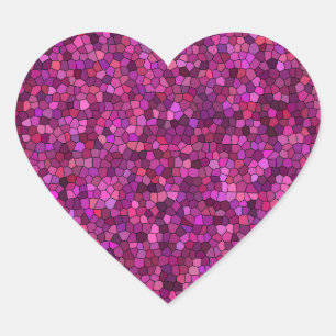 Adesivo Coração Mosaico Rosa Roxo