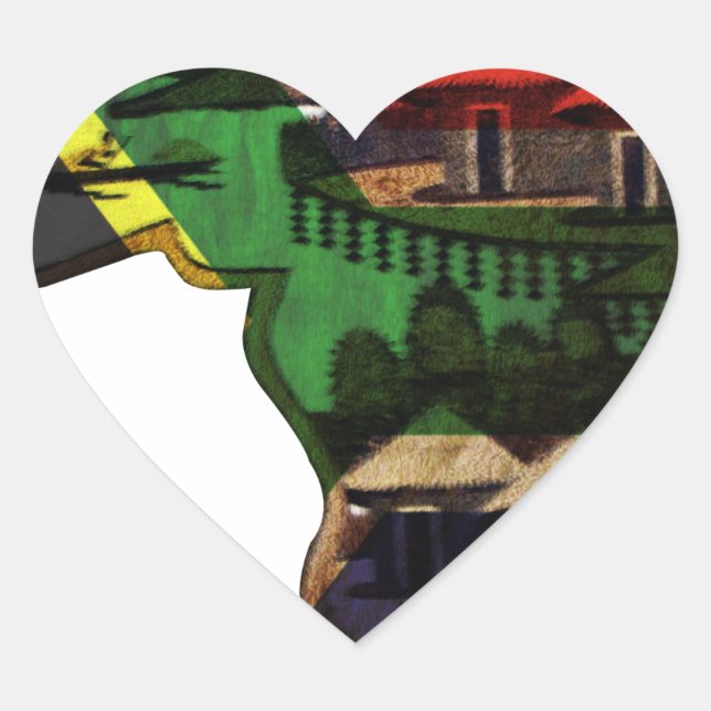 Adesivo Coração Mosaico Vibrante da África: Arte-Padrão Decorativa (Frente)