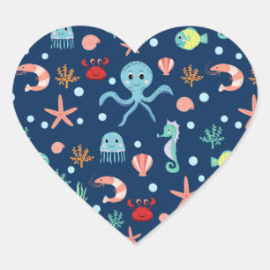 Adesivo Coração Mundo do Mar