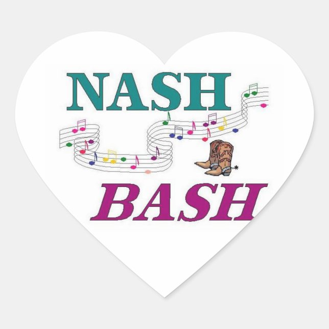 Adesivo Coração Música do Nashville Nash Bash (Frente)