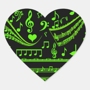 Adesivo Coração Música e eu, em verde