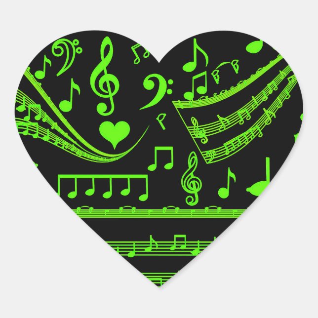Adesivo Coração Música e eu, em verde (Frente)