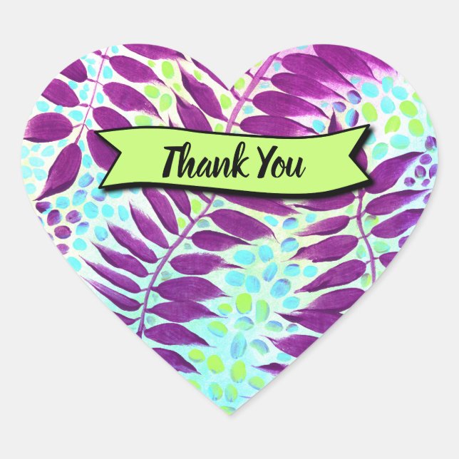 Adesivo Coração Na moda Botânica Moderna Verde (Frente)