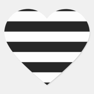 Adesivo Coração Na moda de faixas brancas e pretas