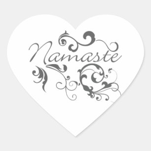Adesivo Coração Namaste em espirais de cinza escura