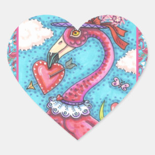 ADESIVO CORAÇÃO NAMORADOS DE PINK FLAMINGO CORAÇÃO, AMOR BIRD WH