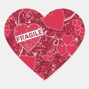 Adesivo Coração Namorados Hearts Pattern Fragile Glitter ID300