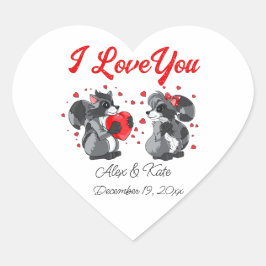 Adesivo Coração Namorados Raccoon