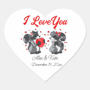 Adesivo Coração Namorados Raccoon