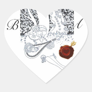 ADESIVO CORAÇÃO NAMORADOS ROMÂNTICO AMAVA MONOGRAMA DE SEAL VERME