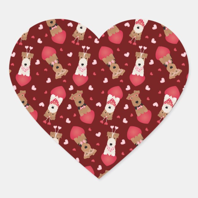 Adesivo Coração Namorados Welsh Wire Fox Terrier Dogs (Frente)