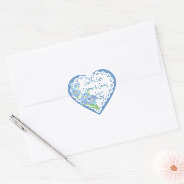 Adesivo Coração Não me esqueça Personalizar Data Flor (Envelope)