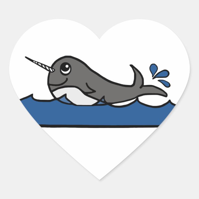 Adesivo Coração Narwhal Splash (Frente)