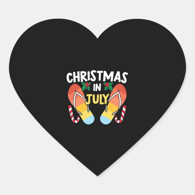 Adesivo Coração Natal Em Chinelos De Julho Engraçado Verão Tropica (Frente)