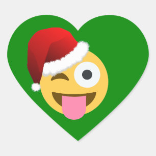 Adesivo Coração Natal Papai Noel que pisc o emoji
