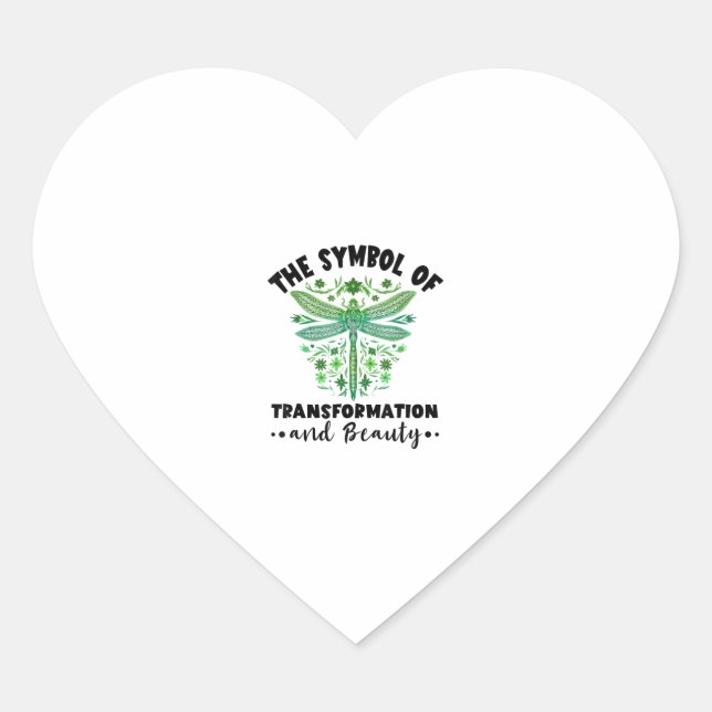 Adesivo Coração Nature Insect Dragonflies Transformation Beauty Dr (Frente)