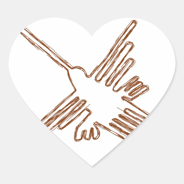 Adesivo Coração Nazca Lines Hummingbird Sketch (Frente)