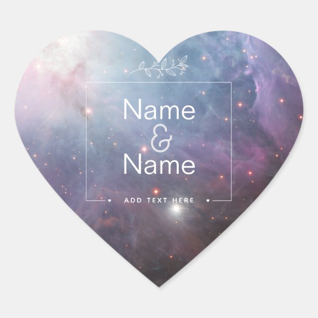 Adesivo Coração Nebula Orion Astronomia rosa estrelas do céu viole (Frente)