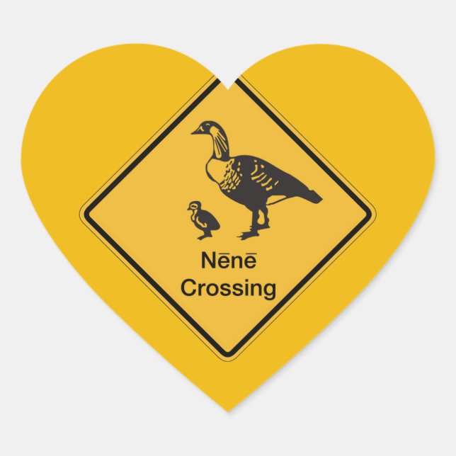Adesivo Coração Nene Crossing, Traffic Warning Sign, Havaí, EUA (Frente)