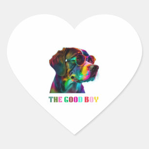 Adesivo Coração Neon Colorful Cachorro lindinho mestiço colorido