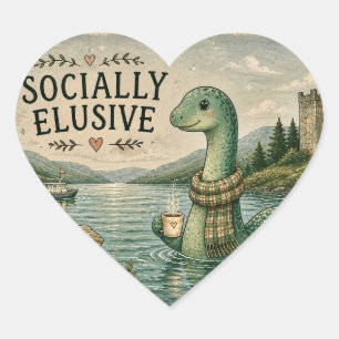 Adesivo Coração Nessie Esquiva Socialmente Críptico Aconchegante L