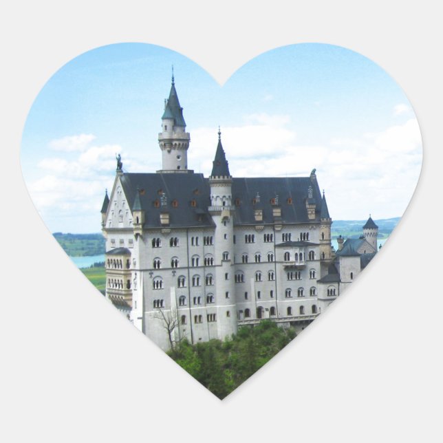 Adesivo Coração Neuschwanstein panorama (Frente)