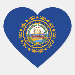 Adesivo Coração New Hampshire Flag