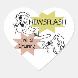 Adesivo Coração Newsflash sou uma vovó T-shirts e presentes