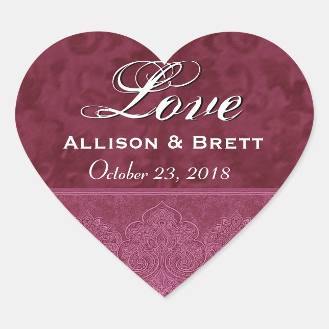 Adesivo Coração Noiva de Amor Vermelho e Data do Crescimento (Frente)